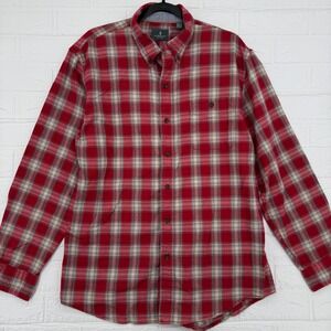 G.H. Bass & Co Button Down Mens L Red Plaid Flannel Long Sleeve Shirt